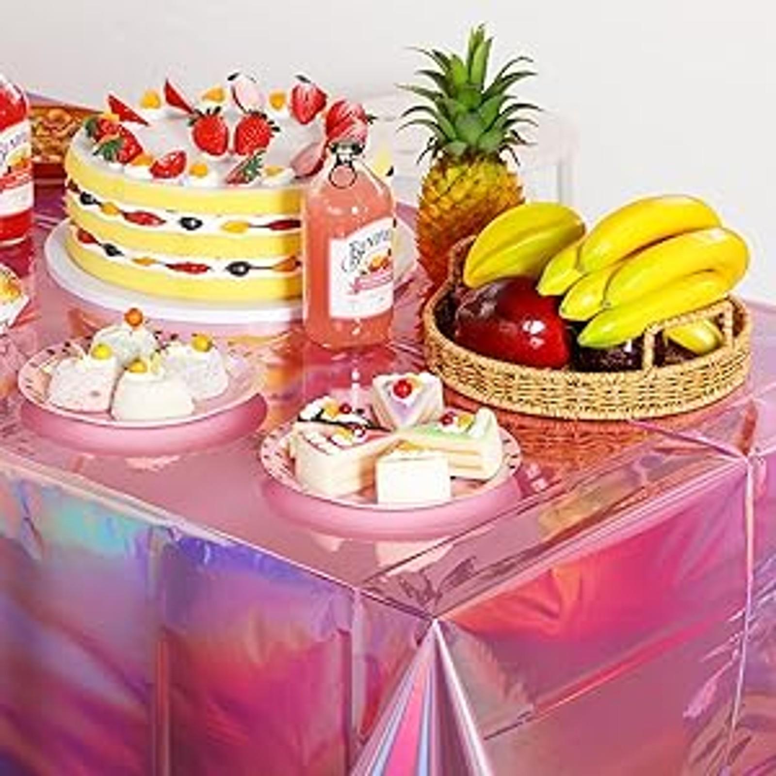 4 Pack Iridescent Pink Plastic Tablecloths, Shiny Disposable Laser Rectangle Table Covers, Holographic Foil Tablecloth Iridescent Party Decorations for Kpop Birthday Wedding Xmas, 54x108Inch 4 Pack Iridescent Pink Plastic Tablecloths, Shiny Disposable Laser Rectangle Table Covers, Holographic Foil Tablecloth Iridescent Party Decorations for Kpop Birthday Wedding Xmas, 54x108Inch