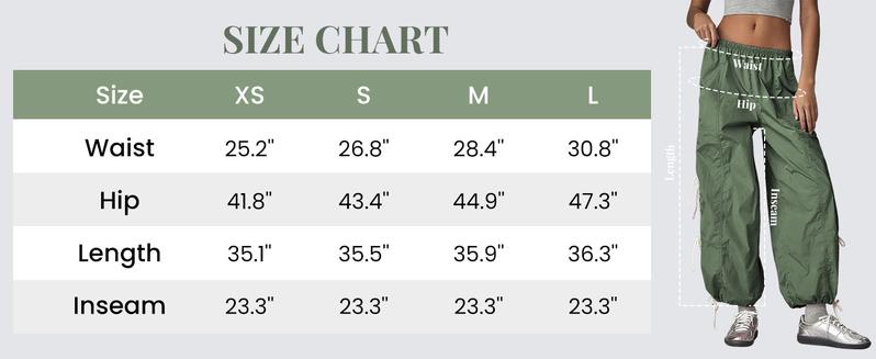 UANEO Women's Parachute Style Elastic High Waist Full Twist Hiking Cargo Pants with Adjustable Cuffs Womenswear Casual Bottom