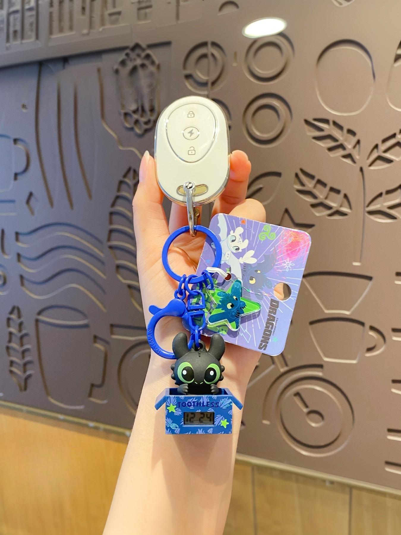 1PC How to Train Your Dragon Toothless Clock Keychain Pendant Creative Adjustable Time Functional Keychain Accessory