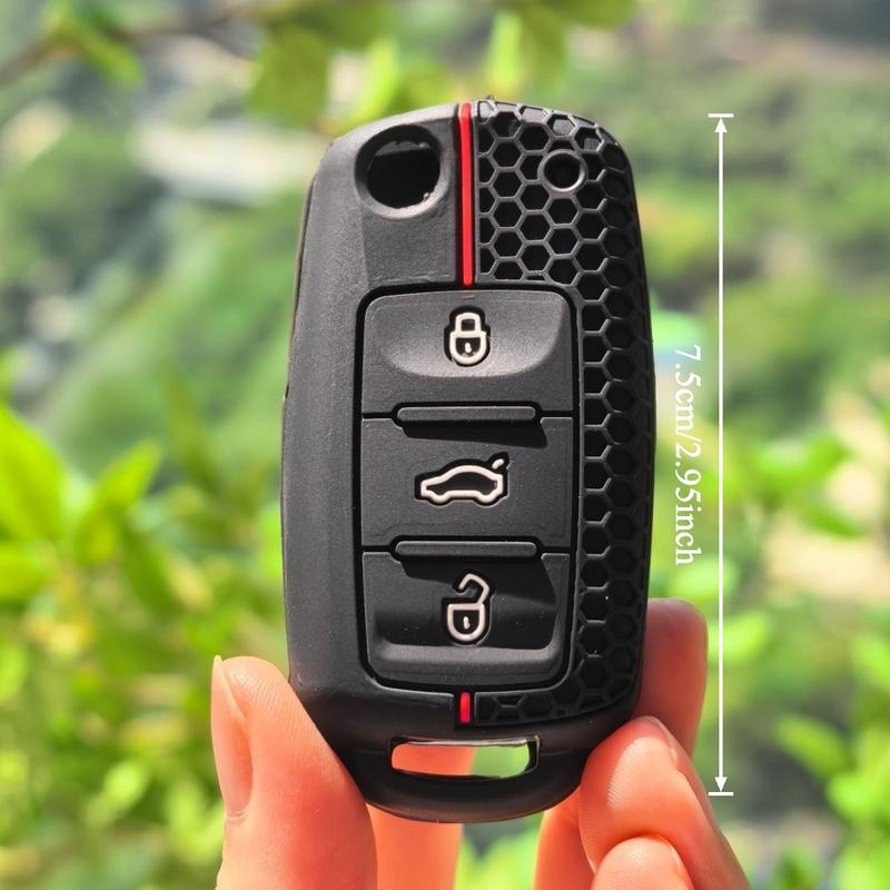 For VW for Seat for Skoda Key Fob Cover Silicone Car Key Protector All-Around Protection Key Case Holder Caps Shell for Passat Touran Polo Golf Jetta Caddy Tiguan Taos T6.1 T-Roc Octavia Fabia Kodiaq Karoq Rapid Toledo Leon Ibiza Ateca Arona