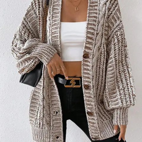 Women's V-Neck Knit, Loose Fit Long Sleeve, Casual Fall Winter Fashion, Comfortable & Stylish Design, Knitting