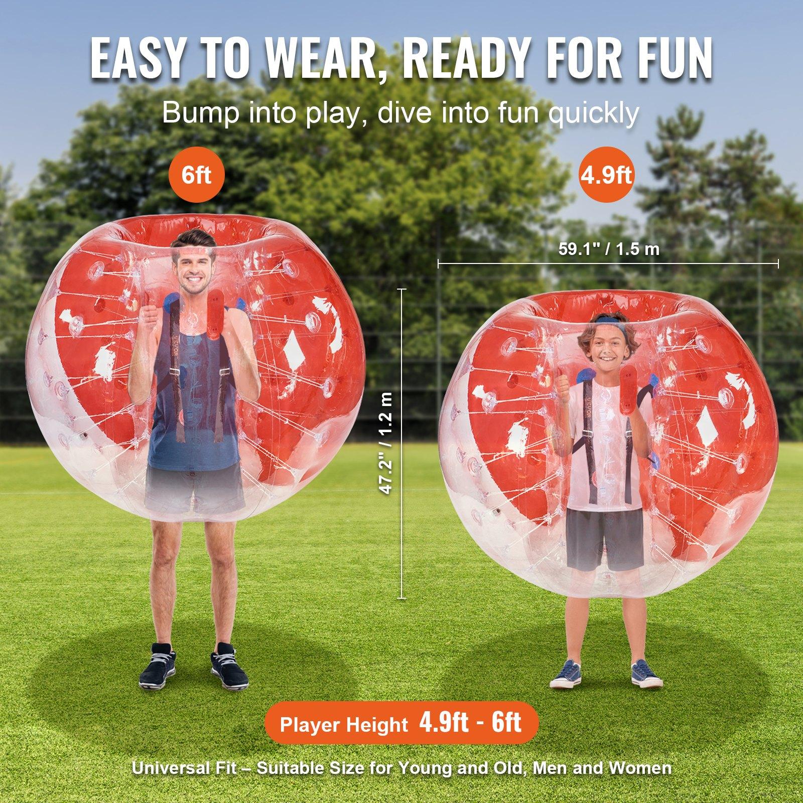 VEVOR Inflatable Bumper Ball 1-Pack, 5FT/1.5M Body Sumo Zorb Balls for Teen Adult, 0.8mm Thick PVC Human Hamster Bubble Balls for Outdoor Team Gaming Play, Bumper Bopper Toys for Garden, Yard, Park
