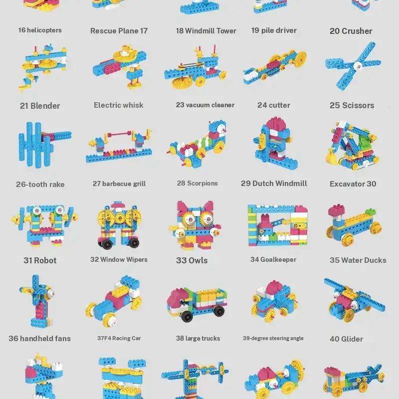 Stem-Certified Building Blocks Set, Motorized Gear Learning Kit, Educational Construction Toys for Boys & Girls Ages 3+, Fun Stem Toy
