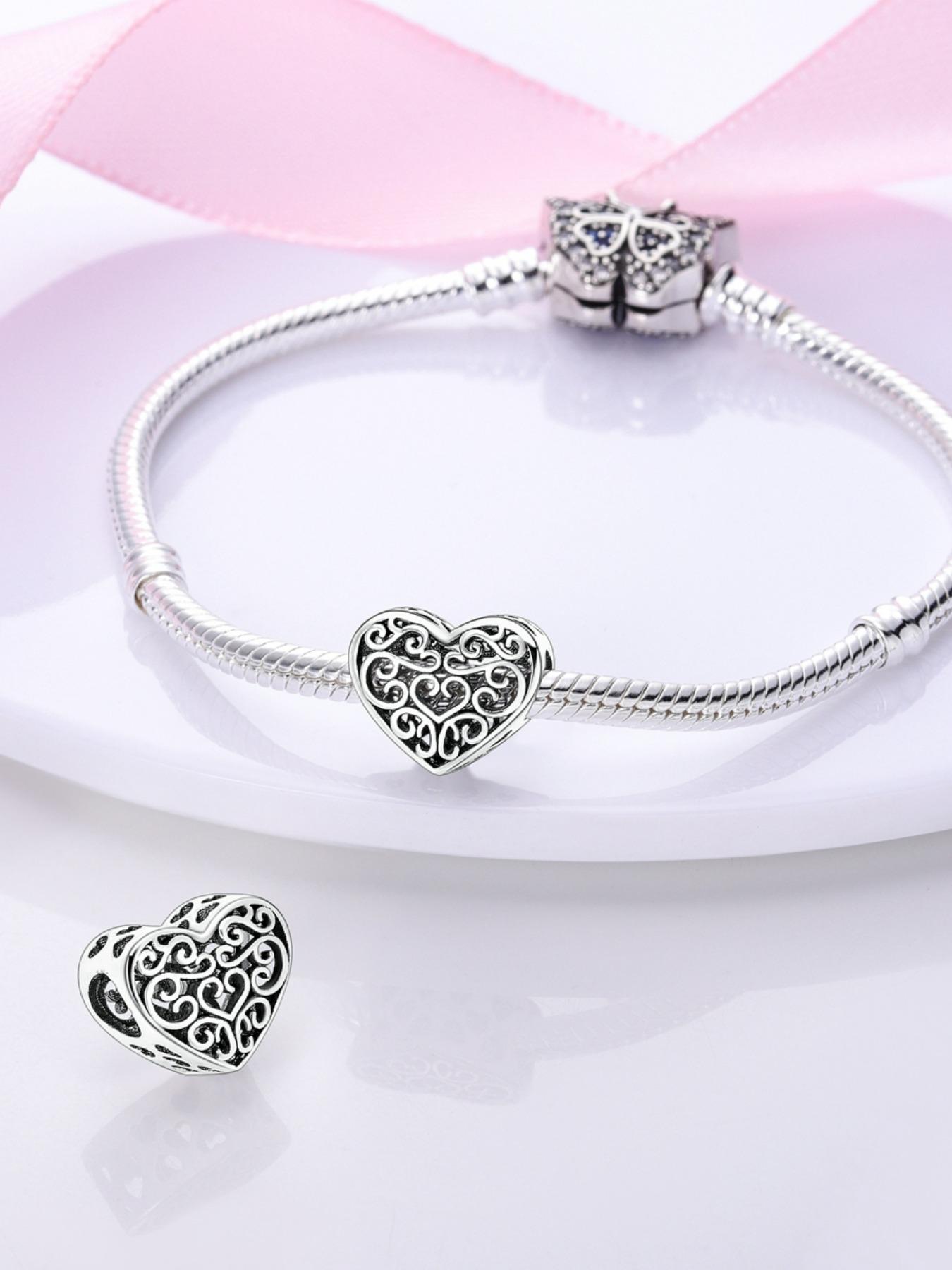 Hollow Out Heart Design Charm Bead, Heart Charm Decor, Fashion DIY Jewelry Accessories for Women & Girls, Trendy All-match & Exquisite DIY Jewelry for Gift, DIY Jewelry Making