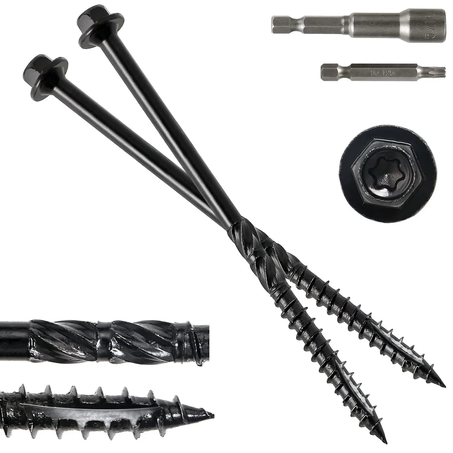 50 Pack #14 x 6 Hex Head Wood Structural Lag Screws, Rust Resistant Timber Screws for Timber Log Landscaping Wood