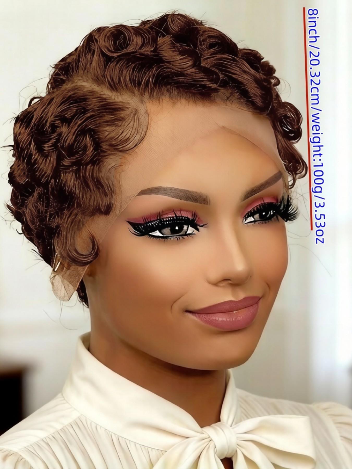 Short Pixie Cut Human Hair Wig Glueless Lace Front Natural Hairline Special Offer 025 Pixie Cut Wig For Black Women Short Bomb  main image 3