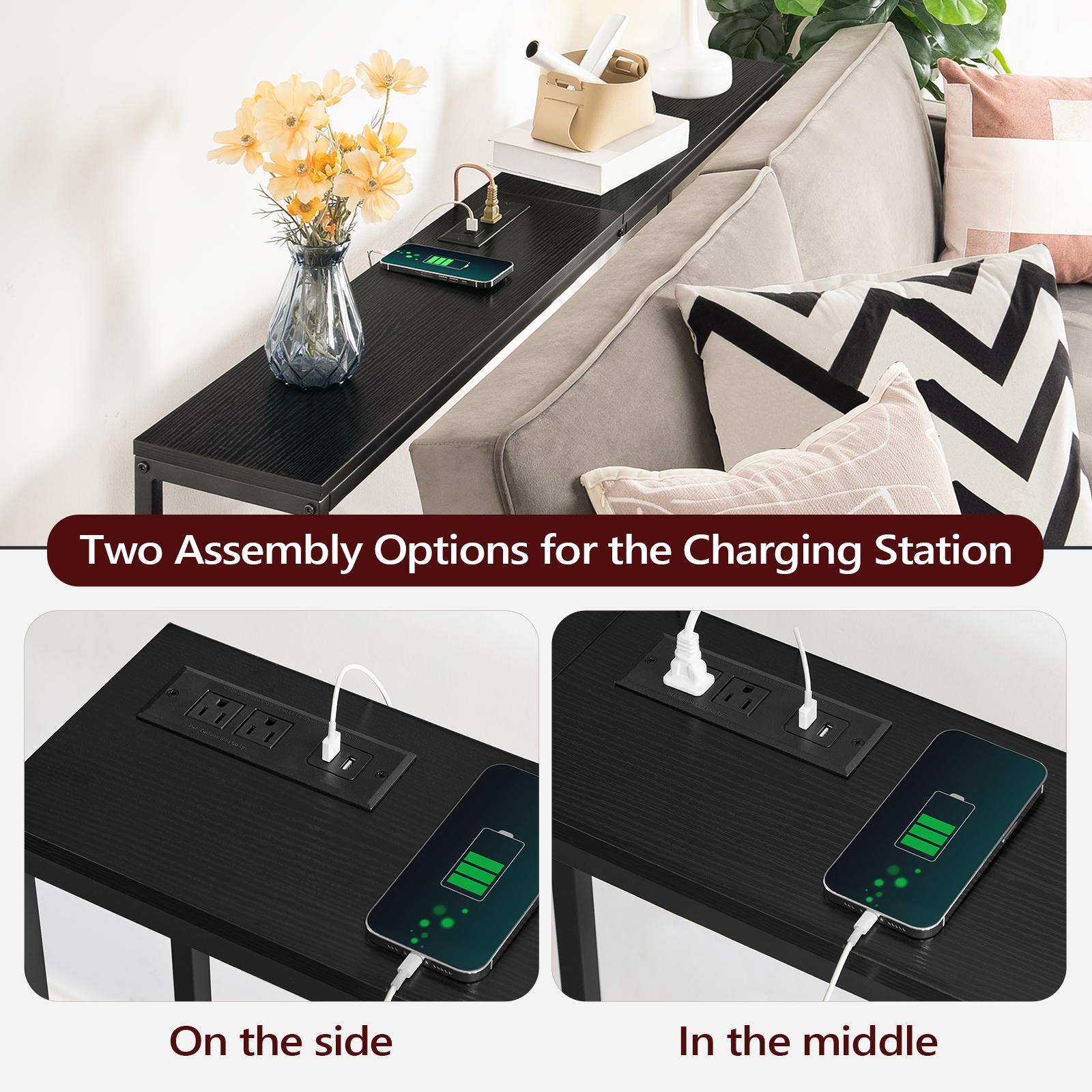 MAHANCRIS Versatile 63" Console Table with Power Outlets & USB Ports – The Perfect Space-Saving Solution for Your Home