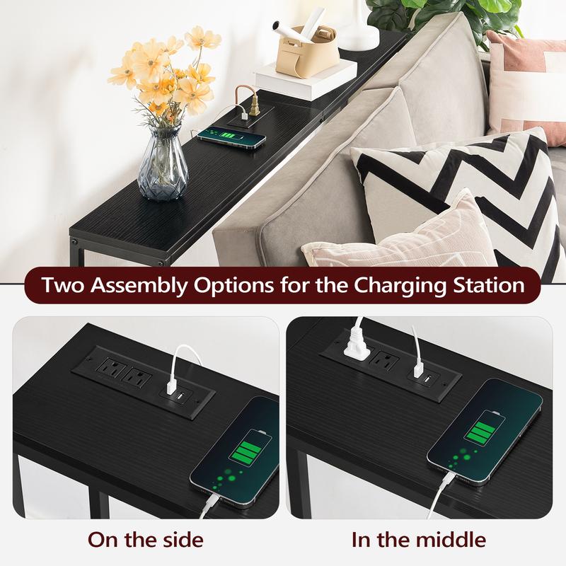 MAHANCRIS Versatile 63" Console Table with Power Outlets & USB Ports – The Perfect Space-Saving Solution for Your Home