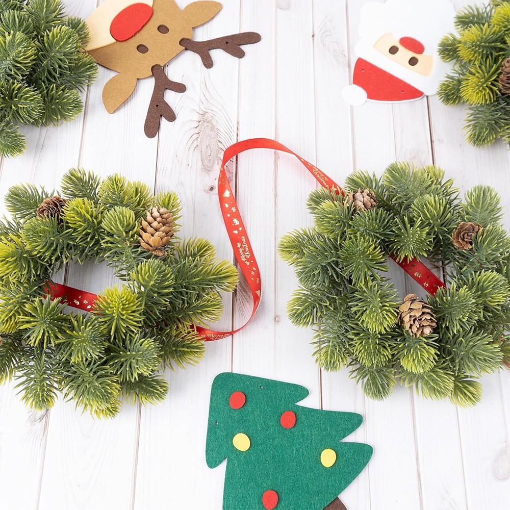 4 Pack Small Christmas Wreath, Mini Wreaths with Pine Needles and Pine Cones, Artificial Ring Wreaths Hanging Decoration Garlands for Home Table Kitchen Window Chair Wall Front Door