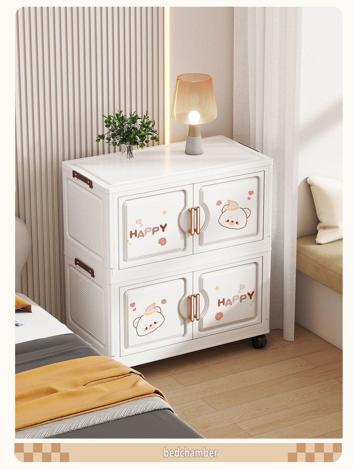 Foldable Plastic Storage Cabinet, Multi-Layer Home Organizer, Easy Assembly, Bedroom & Living Room Use, Baby Closet, Nursery, Modern Style, Cupboard