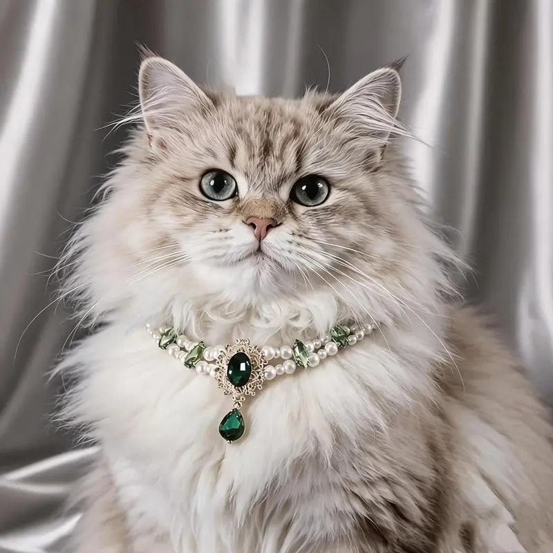 Pet Collar Pearl Necklace Crystal Pendant. Cat Pearl Pet Necklace Crystal Pendant Brilliant Luster Luxury Cat Jewelry Decoration Wholesale Cat And Dog Jewelry Pet Decoration Photography Props, Luxury Pearl Crystal Pet Necklace.