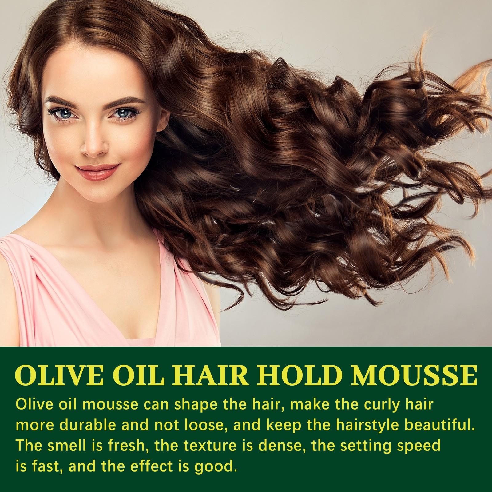 Olive Oil Hair Styling Mousse 2 Pack, Curl Hold Moisturizing, Long-Lasting Anti-Frizz, Protective Curl Shaping Mousse
