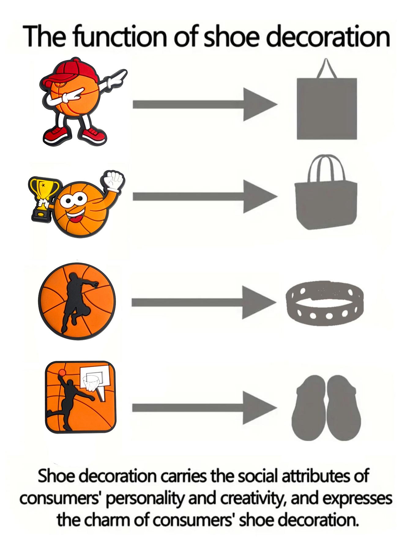 18Piece Basketball Series PVC Shoe Charms For Bubble Slides Clogs Sandals,PVC Shoe Decorations Accessories Buckle For Christmas Birthday Gifts