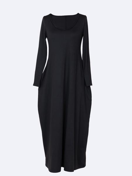 Women's Long Nightgown, Coffee Leopard Print, Round Neck Long Sleeve Pocket Sleepwear, Soft Comfortable All-Season Loungewear