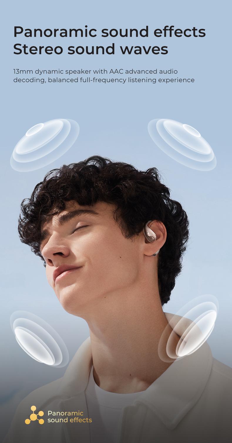 MINISO M95 Open Ear Headphone Earbuds Open Ear Bluetooth 5.4 Headphones with LED Display Screen OWS Earphones Wireless Earbuds with Earhooks Bluetooth Earbuds for Running,Driving,Working