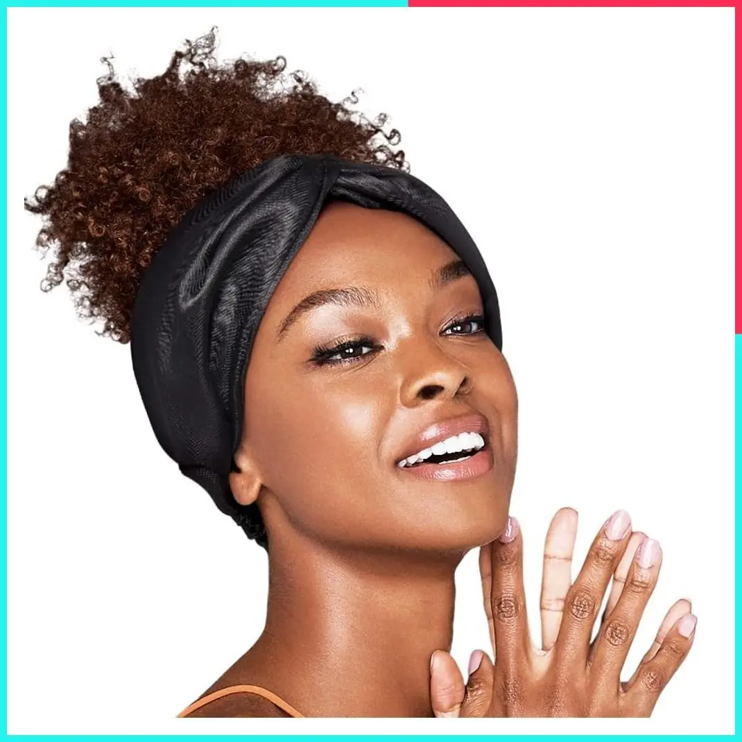 Silky Twisted Knot Turban Headband for Women, Black