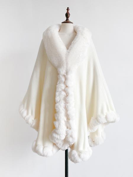Luxurious Warm Plush Cape for Winter, Gradient Color Casual Fashion Accessory, Elegant Addition for Cold Weather, Fluffy Soft Scarf