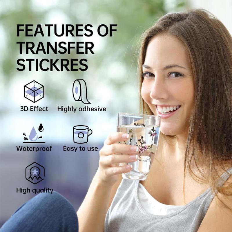 UV DTF Cup Wraps - 24 Sheets Birth Flowers by Month Uvdtf Tumbler Wrap for 16 oz Coffee Mugs, Roses Daisies Violets Transfer Stickers DIY Water Bottle Craft Decals Decoration Gift for Mom