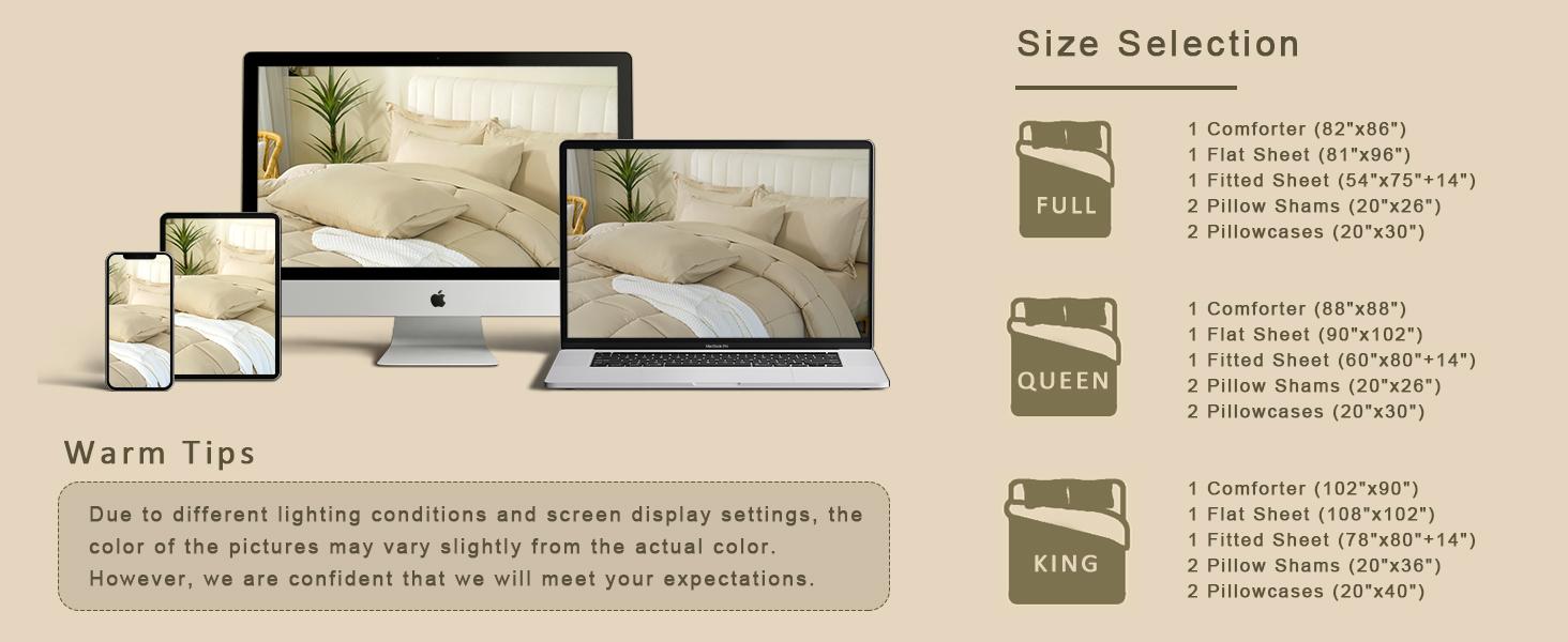 【Black Friday】DOWNCOOL 7Pcs Comforter Sets, Multi-color Bedding Sets , All Season Down Alternative Bedding Comforter Sets with Comforter, Flat Sheet, Fitted Sheet, 2 Pillow Shams & 2 Pillowcases, Summer Turn Up Pink Bedroom Accessories