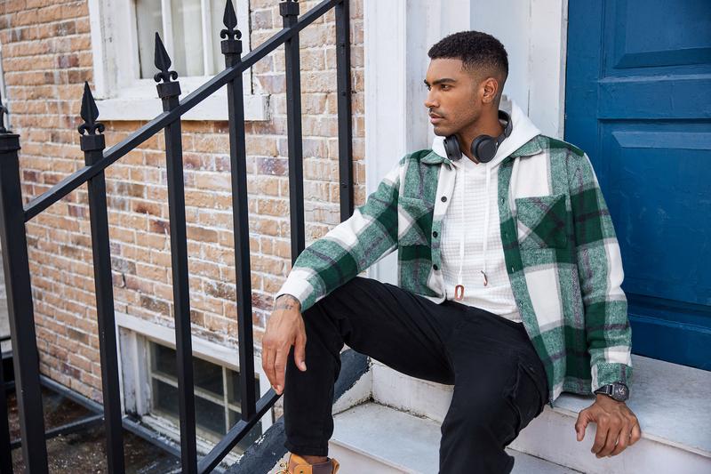 COOFANDY Men's flannel shirt casual button checkered shirt jacket long sleeved wool with pockets detachable top jacket, home casual daily wear, men's top, men's jacket Menswear