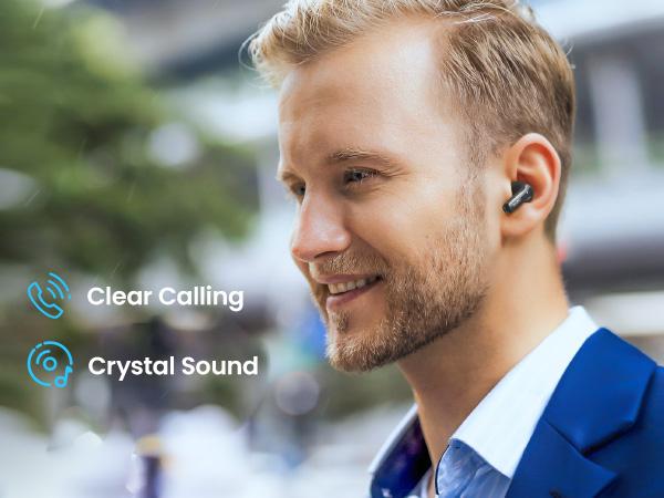 TOZO-T21 Earbuds, 5.3 Bluetooth Headphone, Sem in Ear with Dual Mic Noise Cancelling, IPX8 Waterproof, Stereo Sound with Power, Display Charging Case Black Audio Connection Digital Headset Workout Electronic FathersDayGift Wireless, HalloweenGift, Gift