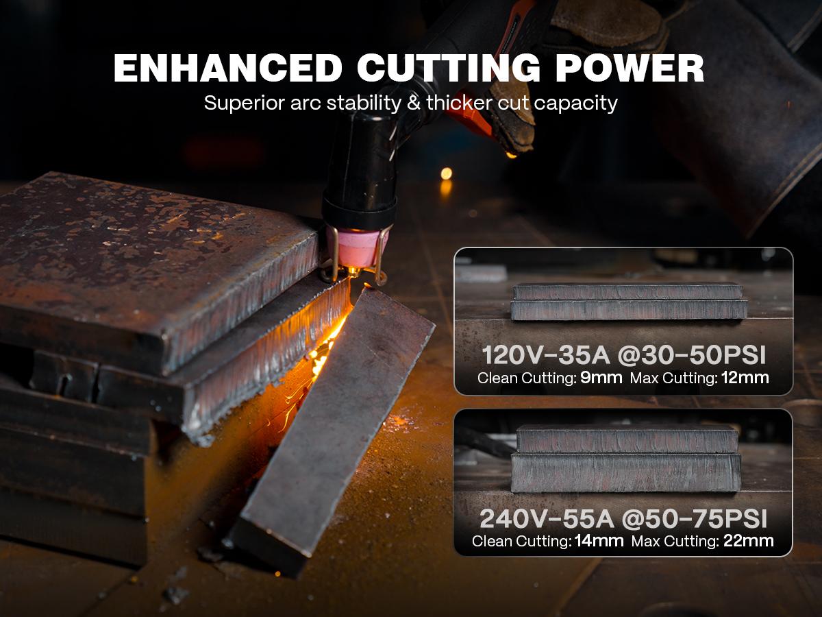 ARCCAPTAIN iControl CUT55 Prolux Plasma Cutter Machine, [APP Control] 55 Amp Non-Touch Pilot Arc, 120V/240V, Upgraded LED Display, Grid Cutting, Rust Removal, Air Pressure Detection for Home DIY,  Multiprocess Cutting Machinefor Dad and Men