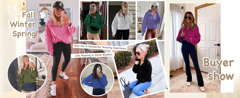 FISOEW Womens Sweatshirts Half Zipper Crop Pullover Funnel Neck Fleece Lined Zip Up Long Sleeve Tops Thumb Hole Hoodie Casual hoodies women parke mockneck sweatshirt essential hoodies sweatshirts FallFreshness Fit Athletic bistro ditch masked hoodie