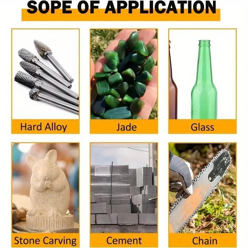 10 Piece Diamond Chainsaw Sharpener Set, Titanium Coated Cubic Zirconia Grinding Discs, Ideal for Cutting Jade, Glass, Metal, Wood