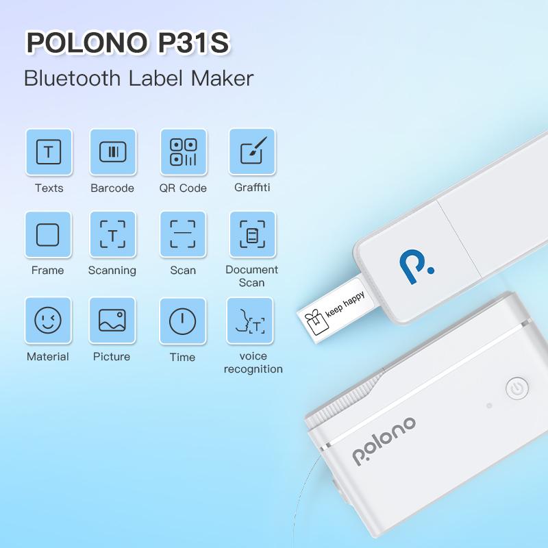 P31S Bluetooth Thermal Label Printer, Wireless Mini Sticker Printer with Tape,  Portable Thermal Printer For Study Notes, Barcode,Memos, Fillers, TikTokShopBlackFriday