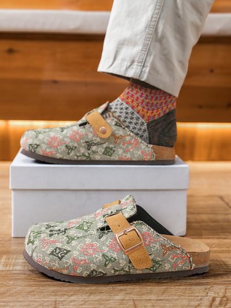 Unisex Birk Wooden Sandals, Comfortable Trendy Design, Breathable Slippers, Random Floral Pattern, Perfect Casual Wear, Ideal Gift Choice