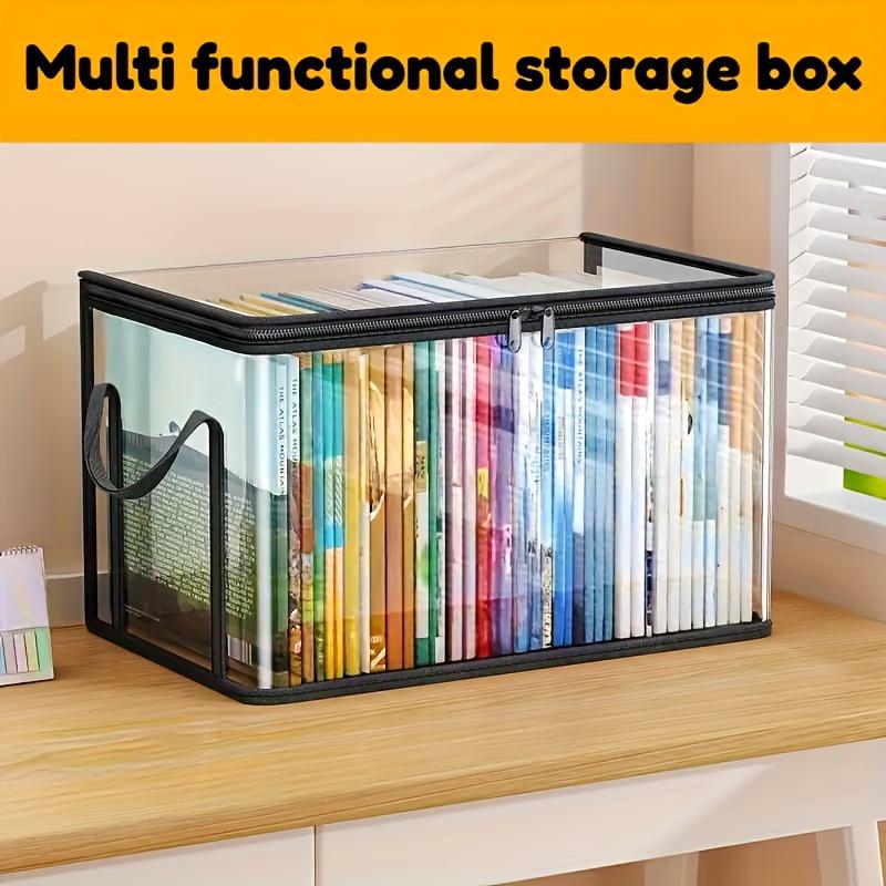 2-Piece Large Capacity Transparent Storage Box Set, Clear Storage Box, Frame Thick Plastic Organizer, Stackable Home Office Game Room Shelving Unit