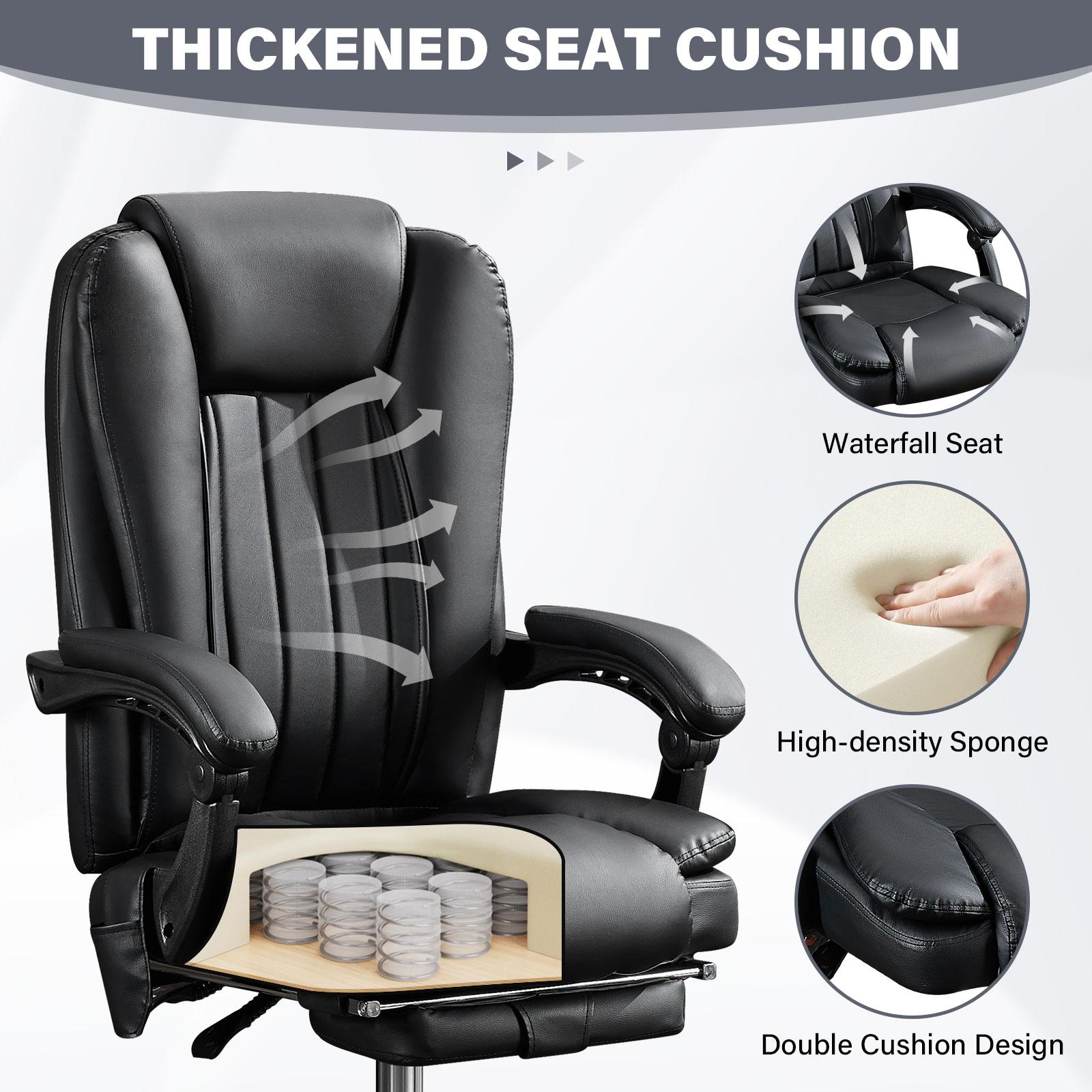 Executive Massage Chair with Heat: 6-Vibration Points, Retractable Footrest, Padded Armrests & Swivel Wheels