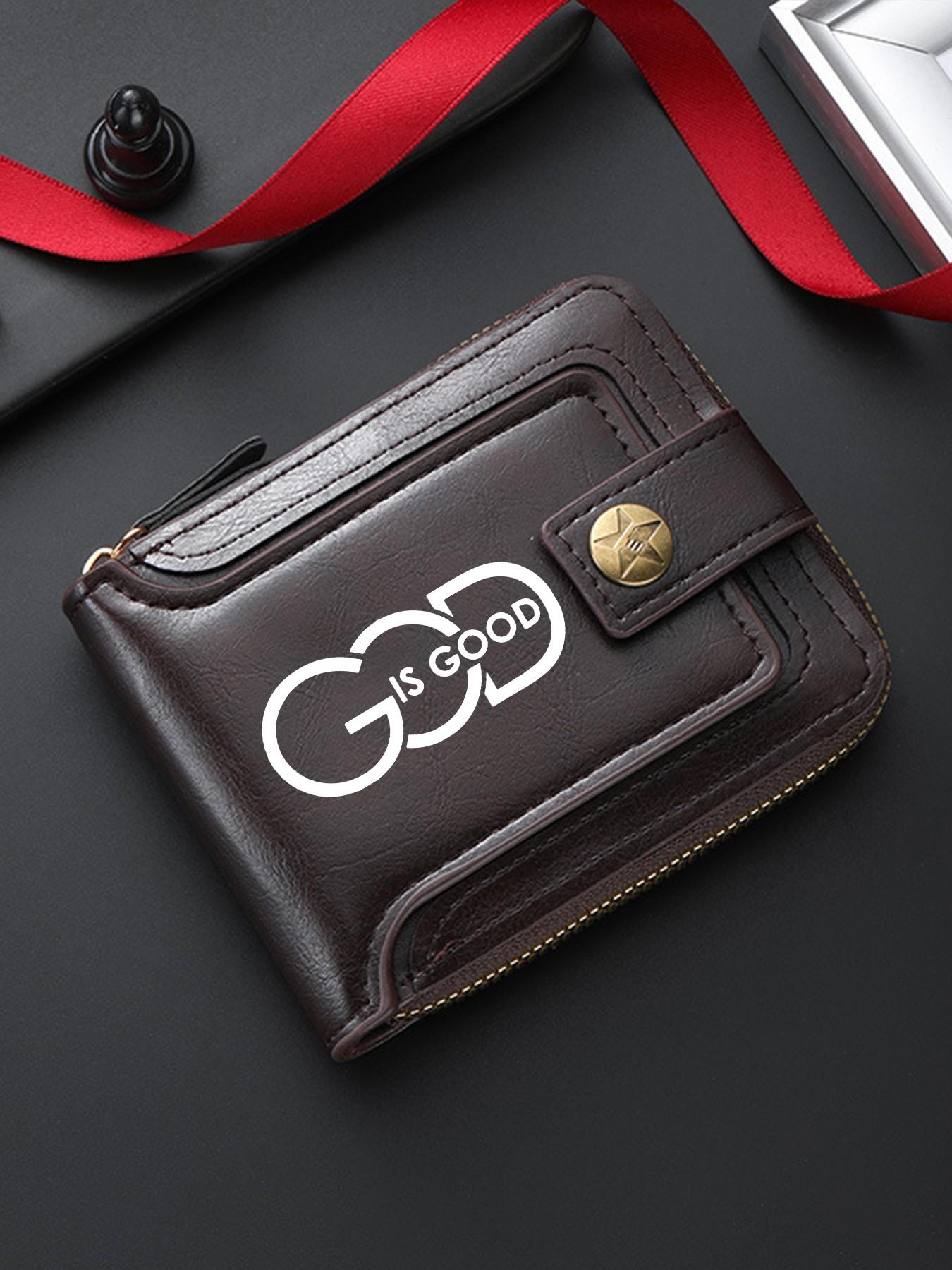 God Is Good Men's Short Zip Wallet, Piano Style Multi-Card Slot Large Capacity, Christian Faith Theme Daily Commute Card Holder, Perfect Gift