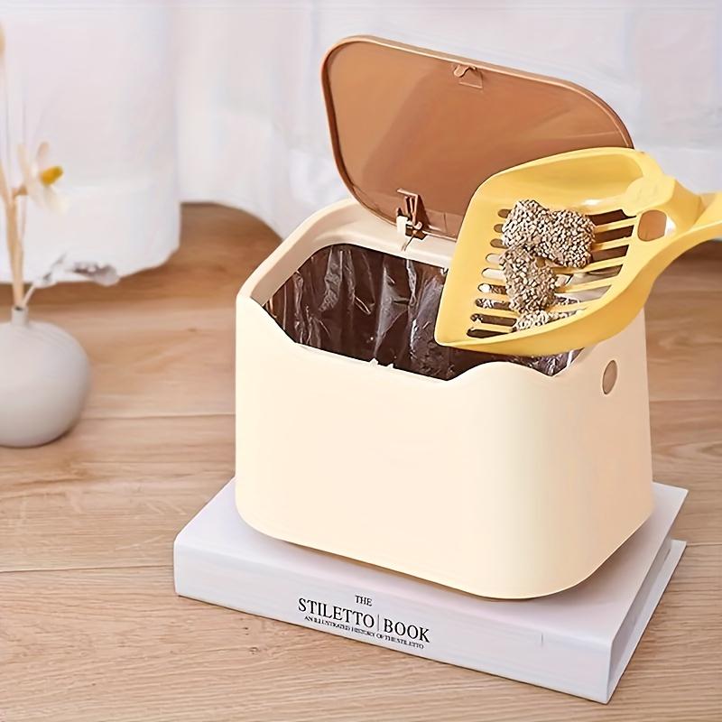 Automatic Cat Litter Trash Can with Odor Control Bags, Durable Plastic Pet Waste Bin for Indoor Cats, Easy Clean Replacement Bags Included