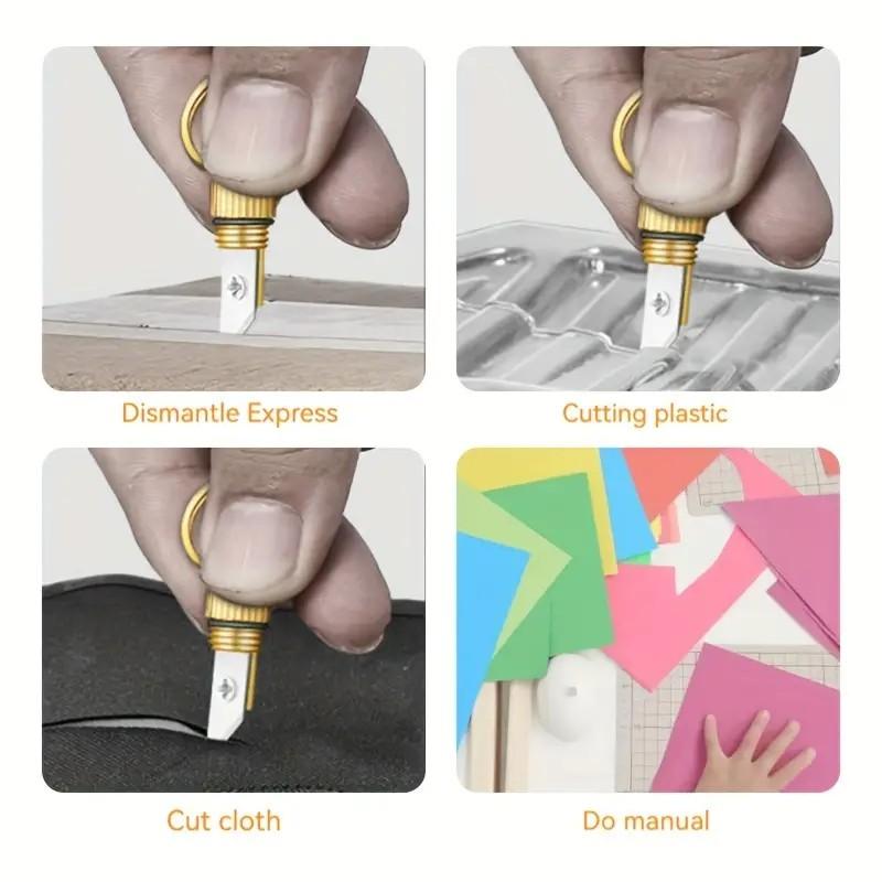 Mini Brass Capsule Knife Sharp Keychain Pendant, Portable Pocket Knife, Small Keyring Hanging Accessory, Multitool Keychain Opener, Ideal for Unboxing Packages, Keychain Attachment