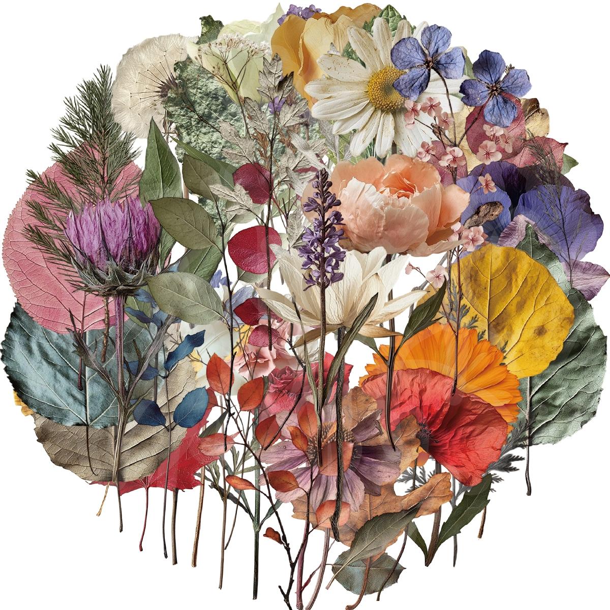 50-Piece Plant Stickers for Scrapbooking, Journaling & Crafting – Realistic Botanical Leaves, Ferns, and Tropical Plants, Self-Adhesive Decorative Stickers