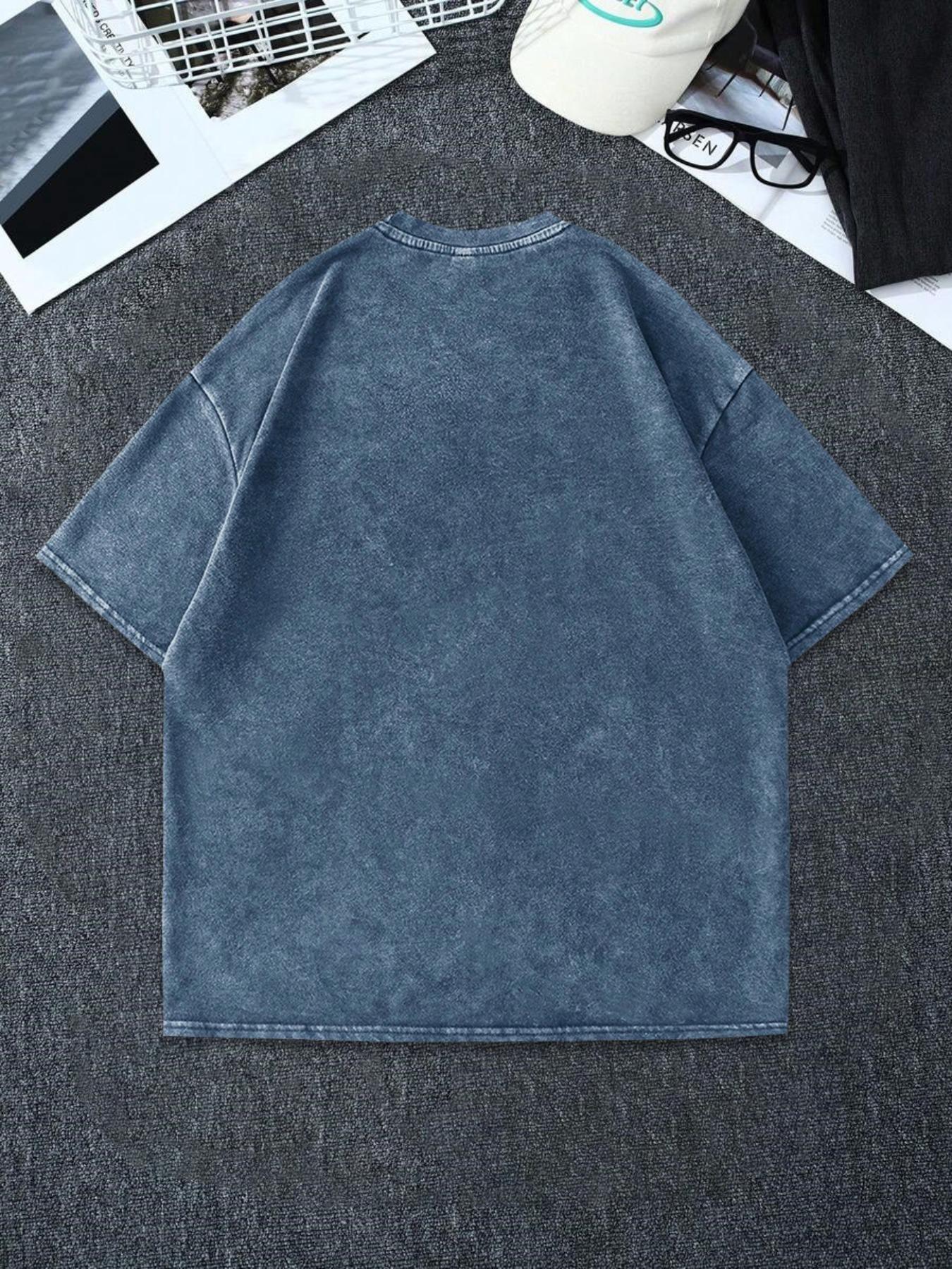 Men's Vintage Graphic Print Round Neck Tee, Regular Fit Casual Short Sleeve T-shirt, Men's Summer Top for Daily Wear, Tropical, Cotton