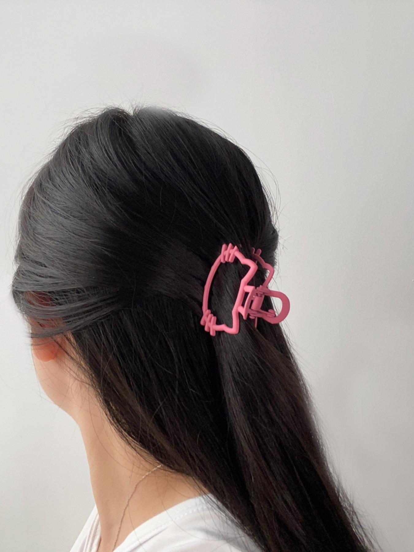 Women's Cute Cat Design Hair Claw, Trendy Plain Color Hollow Out Design Hair Claw, Fashionable Hair Accessories for Women & Girls for Hairstyle Decoration, Hair Clip