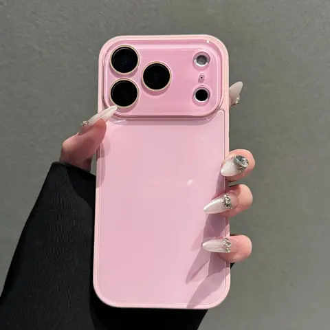 Cute Minimalist Pink & White Candy Macaron Hybrid Cellphone Case, Transparent Customized Polycarbonate Back & Skin-Feel Soft TPU Bumper, Full Lens Protection, iPhone Accessories for 17/16/15/14/13 Pro Max Plus