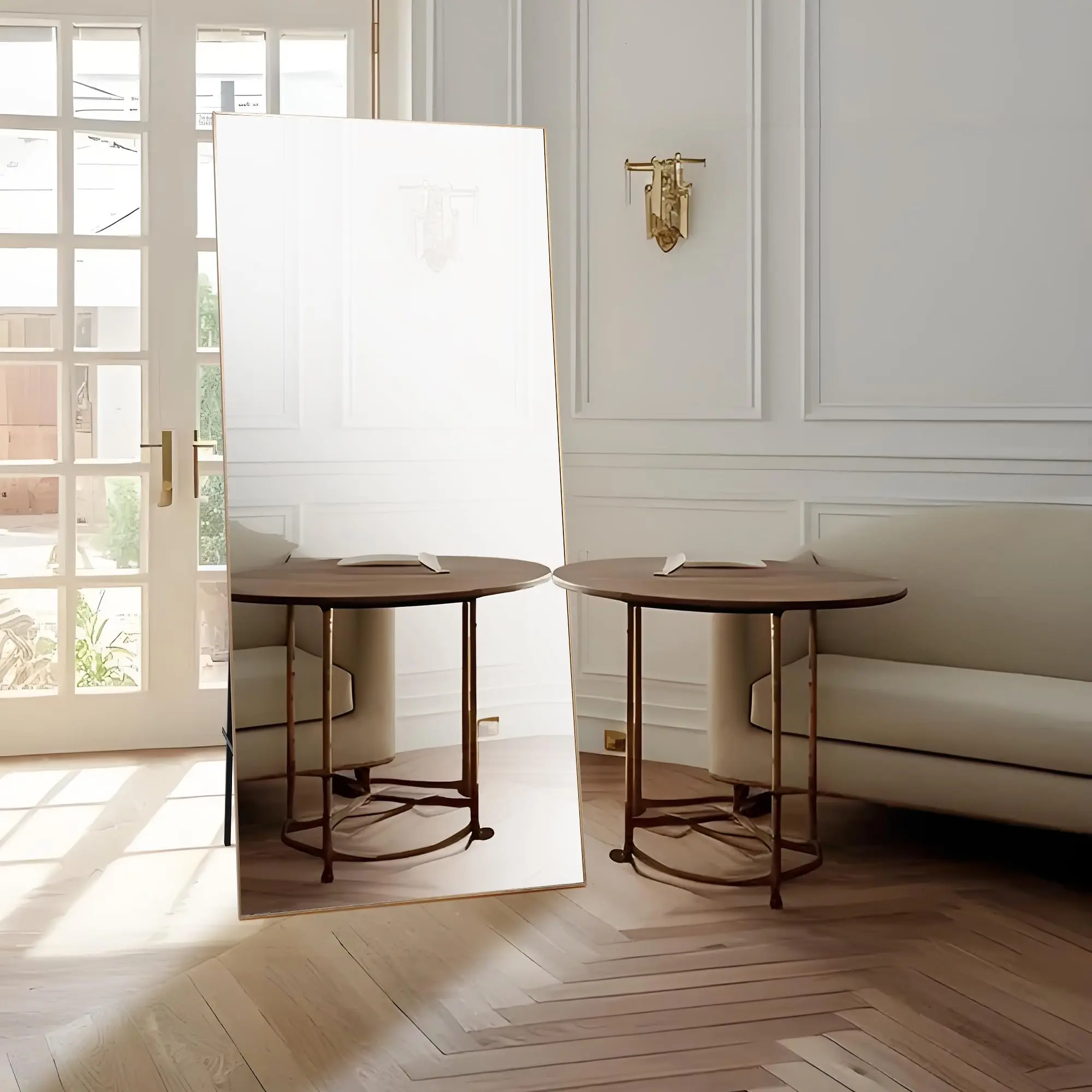 GARVEE 71"x31" Full Body Floor Mirror with Explosion-Proof Back, Adjustable Tilt, Wall Hook, Aluminum Frame in Gold - Ideal for Entryway, Gym, and Bedroom