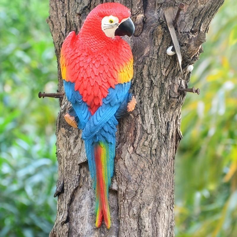 Realistic Hanging Parrot Statue, Outdoor Resin Garden Decor, DIY Yard Sculpture, Home Decoration, Birthday Gift, Halloween Ornament