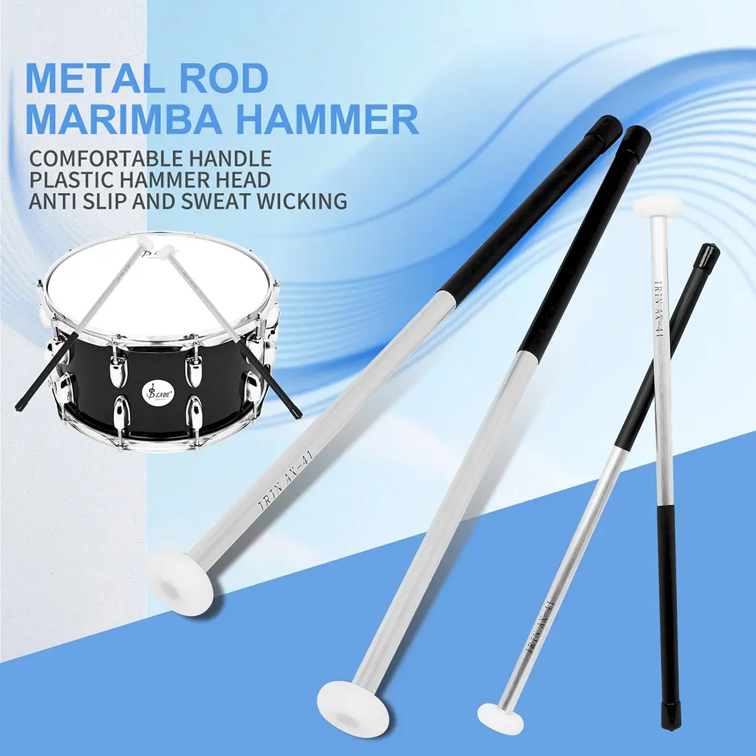 Irin Ax-41 Aluminum Alloy Handle Marching Drumsticks, Durable Design for Performance, Ideal for Musicians & Bands, High-Quality Craftsmanship