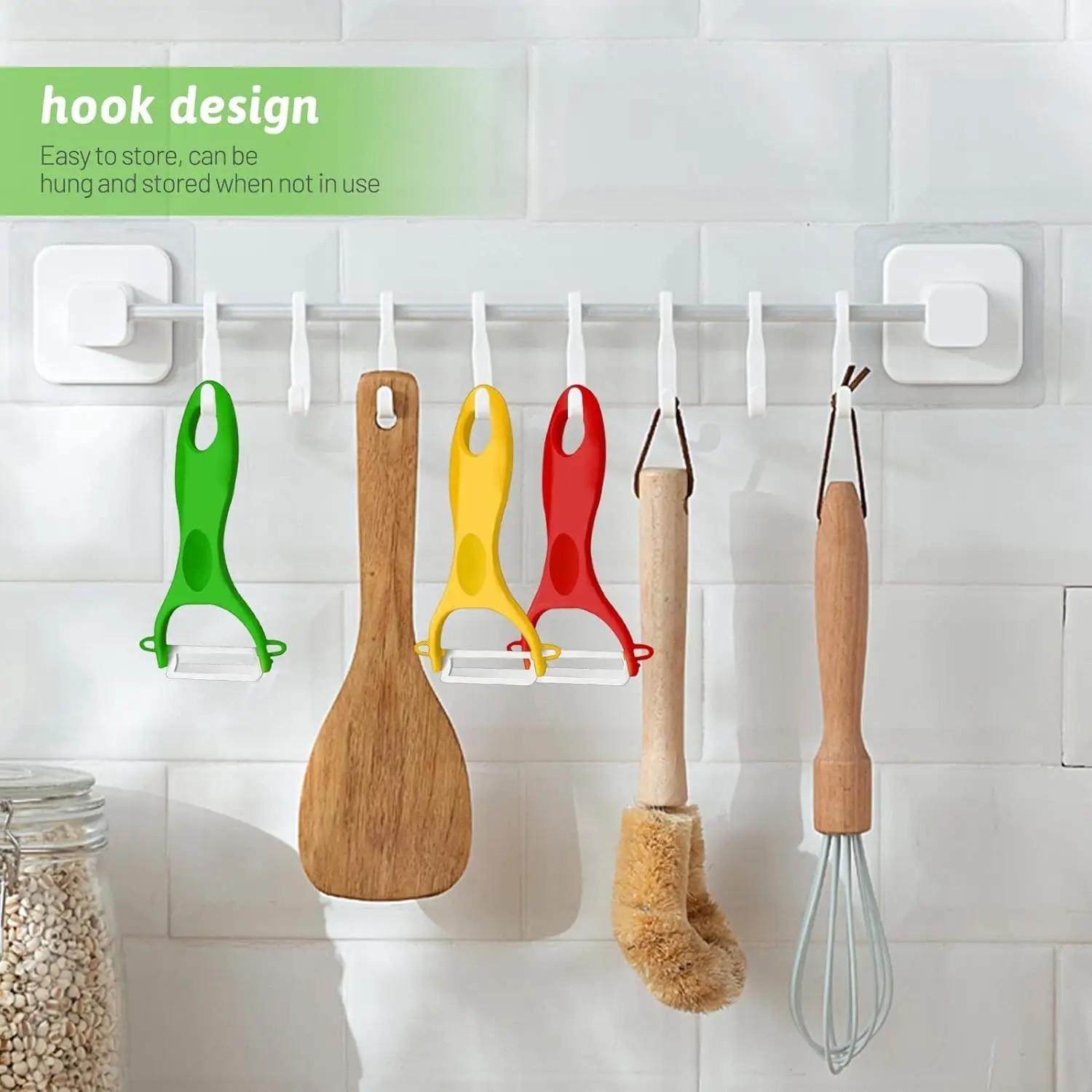 3 PACK Ceramic Peeler Set, Durable Hard Ceramic Blades, Rust-Resistant, Sharp for Potatoes Carrots Apples Ginger, Easy Grip, Quick Clean, Kitchen