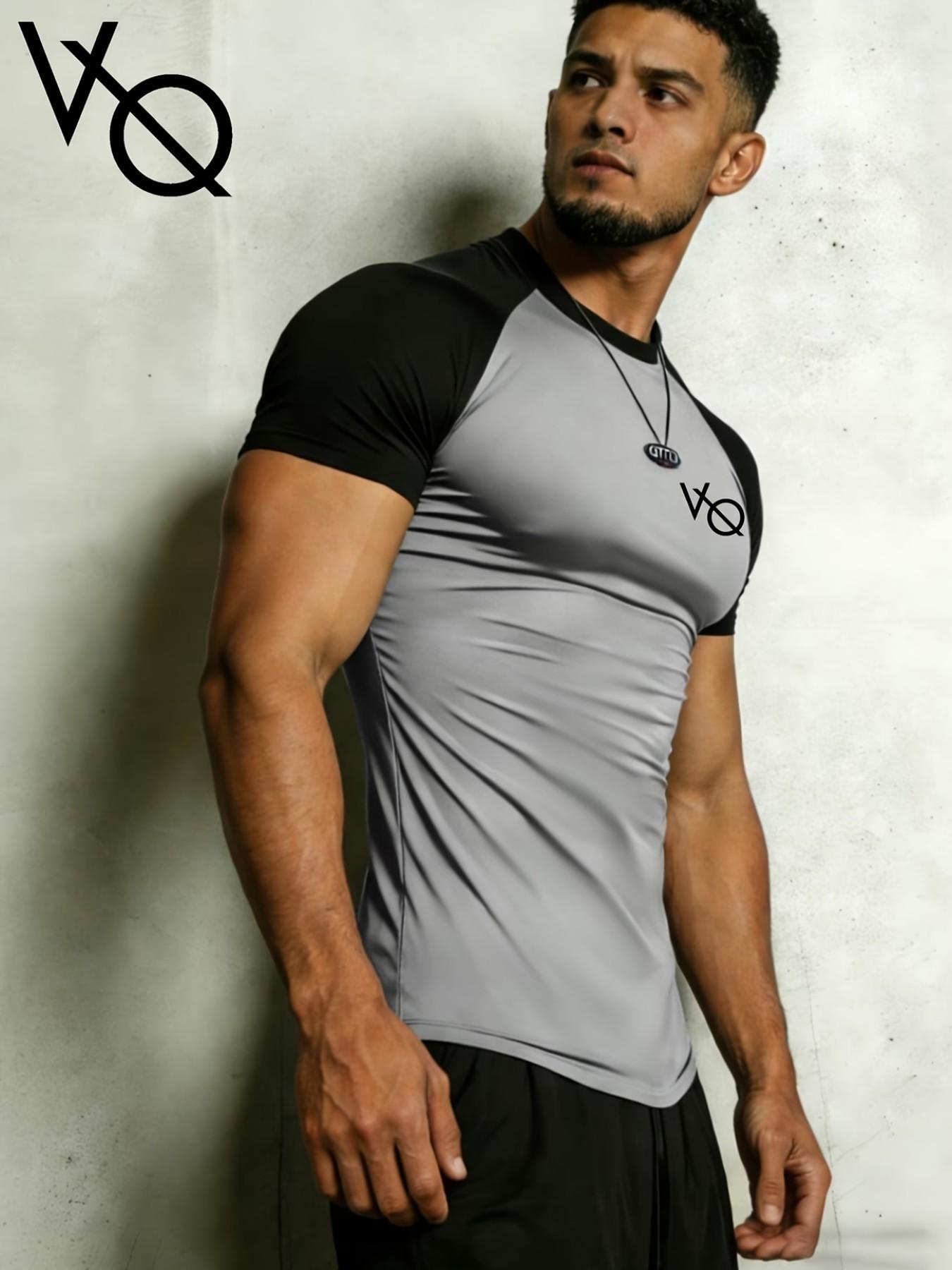 Men's High Elastic Quick-Dry Raglan Print Sportswear, Breathable Slim-Fit Long Sleeve T-Shirt, Running Training Casual Top