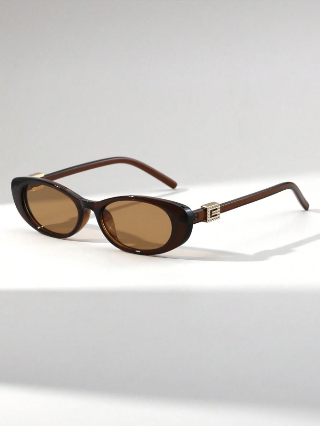 Women's Fashion Cat Eye Small Frame Glasses, Vintage Decorative Temple, Casual Style, All Seasons, Streetwear, High-End Look, Fashionable Sunglasses, Vintage Sunglasses