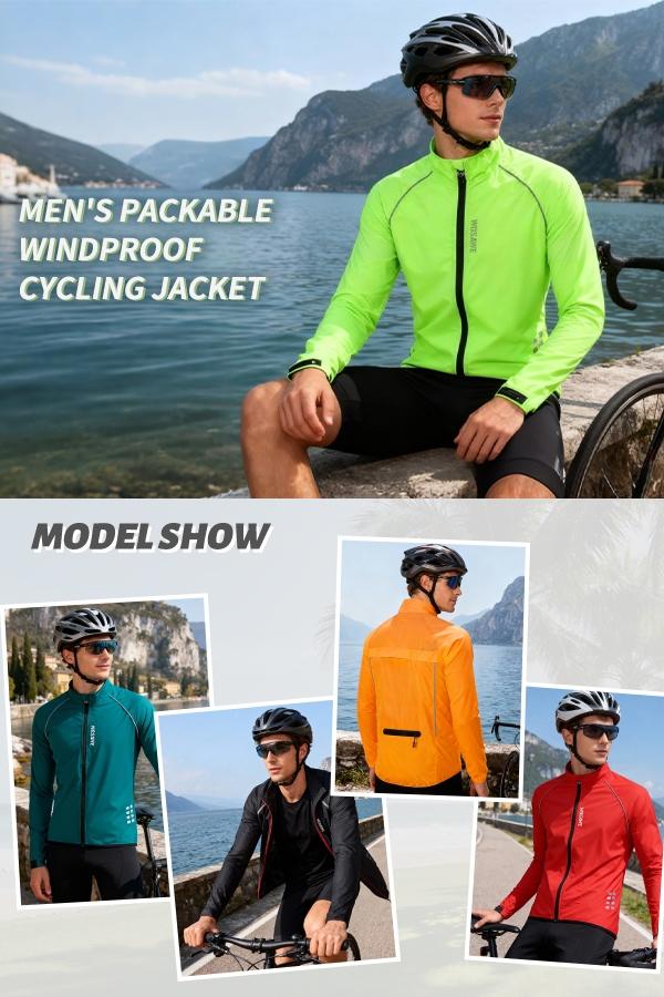 WOSAWE Cycling Wind Jacket Loose & Comfortable, Tailored Fit Reflective Design  ,Lightweight  Portable Sun Blocking- Breathable, Zip-Up Sports Coat for Outdoor Riding Activities