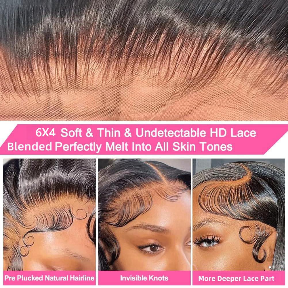 Bling Hair 6x4 Glueless Lace Front Wig 100% Human Hair 180% Density Loose Deep Wave Pre Cut Pre Plucked Hair Line HD Lace Closure Wig For Women Natural Look Easy to Apply TikTokShopHolidayHaul