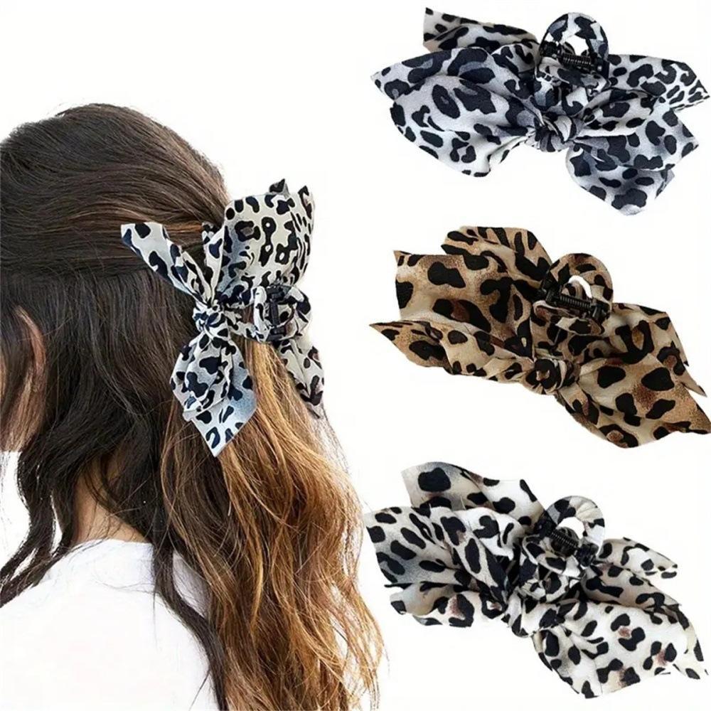 Women's Oversized Bow Hair Claw Clip For Women, Paisley And Leopard Printed Fabric Bow, Strong‑Grip Non‑Slip Hair Accessory For Thick Hair, Lightweight Durable Design For Half‑Up Styles, Daily Office Party And Travel Occasions