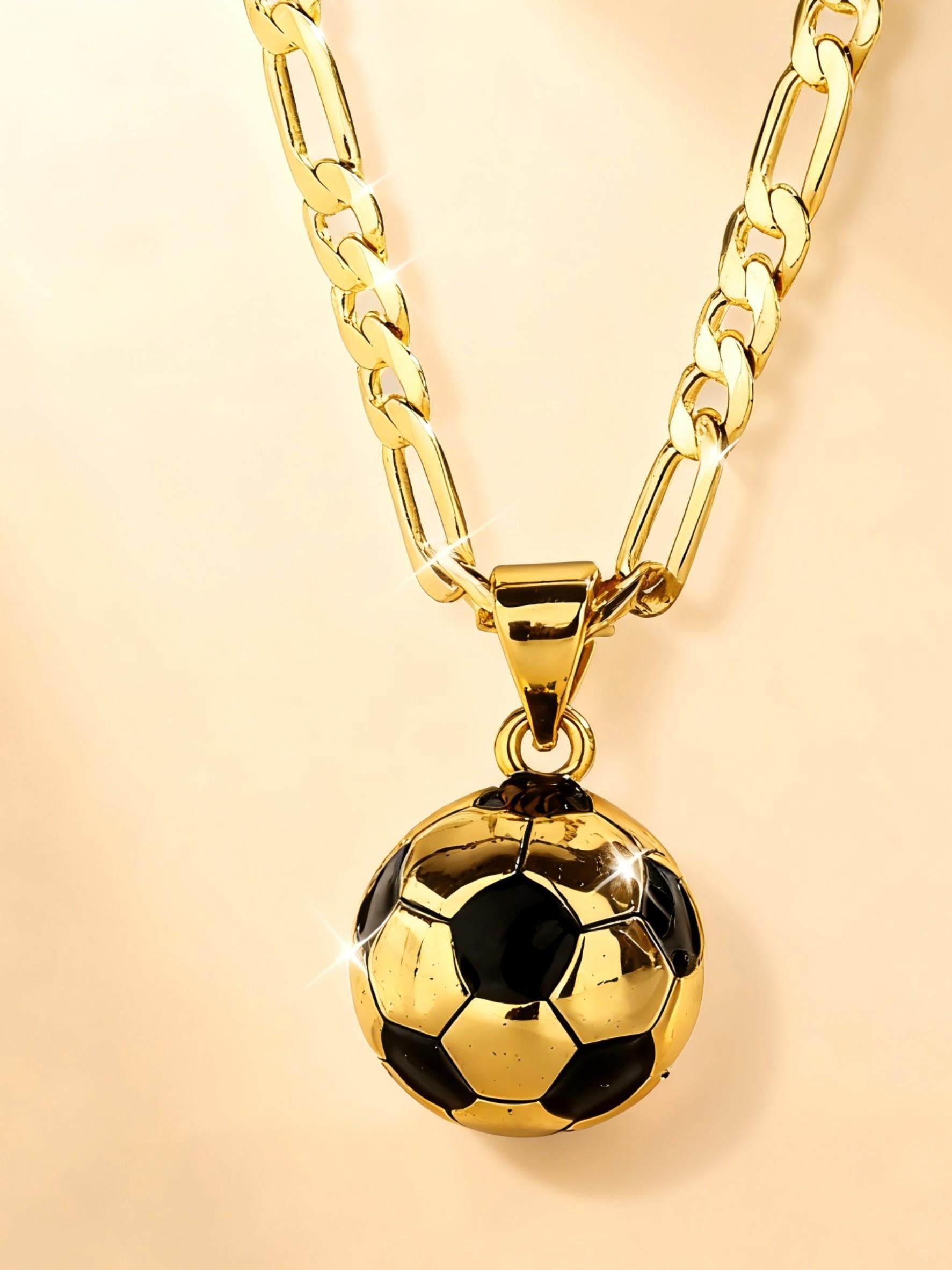 Fashion Hip-Hop World Cup Football Pendant Necklace, Casual Asymmetrical Design, Daily Wear Party Gift for Fans