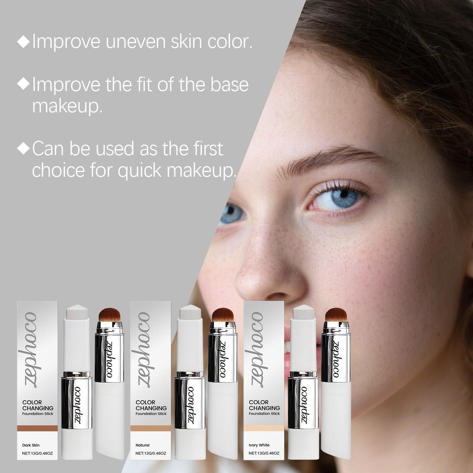 Blanc Cover Cream Stick V White - Blanc Cover Cream Stick V-Changing Foundation Stick - Medium to Full Coverage Dewy Finish Base Makeup - Dual-Ended with Detachable Brush